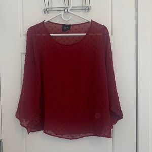 W5 Sheer Maroon Swiss Dot Blouse